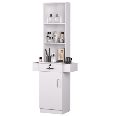 70 po Barber Station - Poste de travail pour coiffeurs, équipement de salon de beauté avec cabinet de rangement | Mobilier de rangement Barber