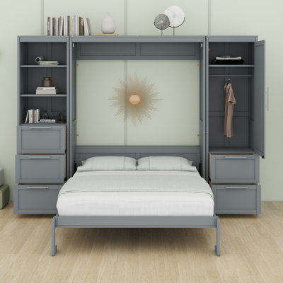 Murphy Bed Wall Bed With Closet ,Drawers And Shelves