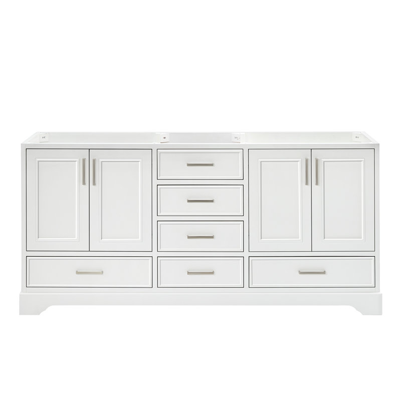 Stafford 72.75'' W Double Bathroom Vanity Base, White