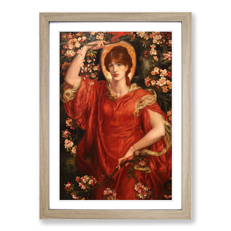 A Vision of Fiammetta by Dante Gabriel Rossetti - Picture Frame Painting, 36cm H x 27cm W x 2cm D, Oak Framed