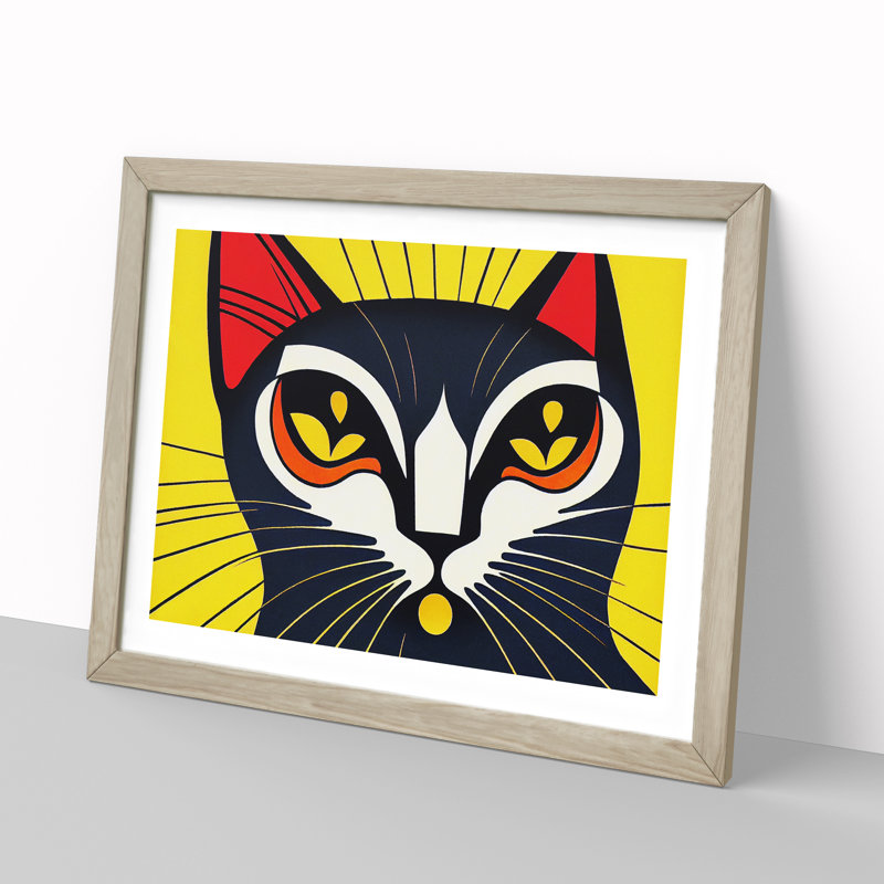 Cat Deco Vol.1 Abstract - Single Picture Frame Print, 25cm H x 34cm W x 2cm D, Oak Framed