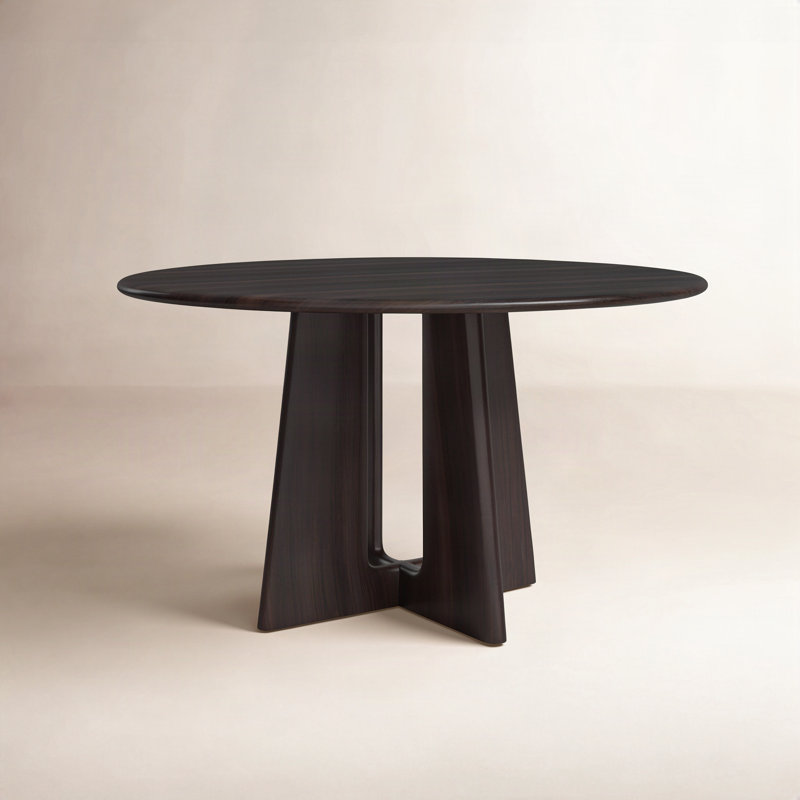 Kava Round Solid Wood Dining Table, Caviar
