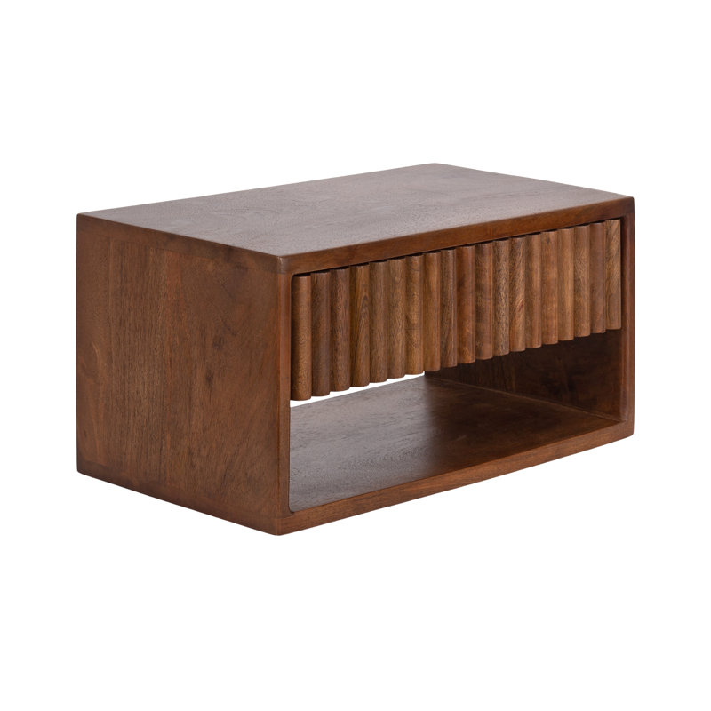 Table d'appoint flottante Rutkowski, Brun, Bois brun foncé