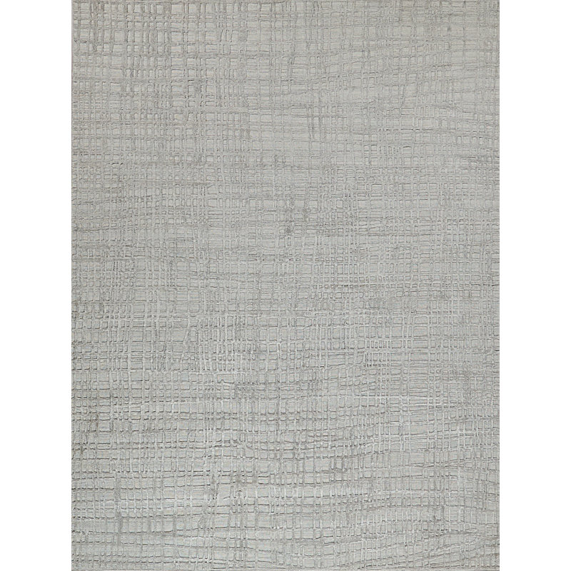 Crescendo Hand Loomed Geometric Area Rug in Silver, Rectangle 10' x 14'