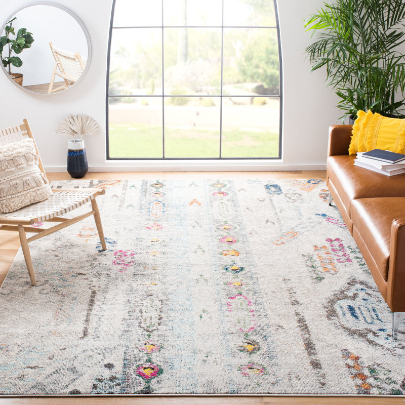 Felty Ikat Gray/Blue Area Rug, Rectangle 8' x 10'