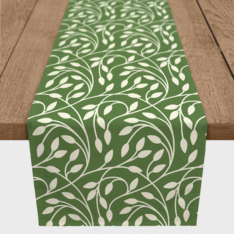 Circle Vine Pattern Black 5 Table Runner, Green