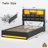 Full Size Bed Frame with Bookcase Headboard and Storage, Upholstered Platform Bed Frame Full Size with Charging Station, 4 Drawers and LED Lights, Heavy Duty, No Box Spring Needed, Black-1640284450-1640284448