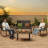 5-Pieces Outdoor Rocking Conversation Set with Loveseat, Wood Armrests and Coffee Table-1932683956