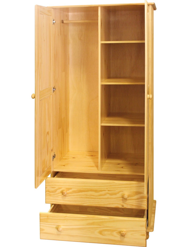 Adaliz 2 Door Solid Wood Wardrobe
