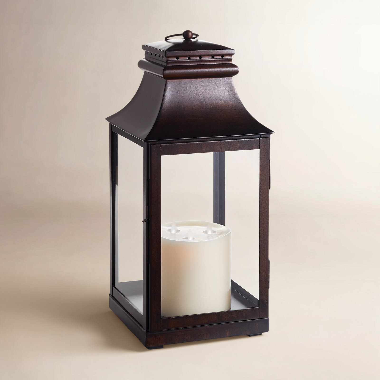 Idora Stainless Steel Floor Lantern, 21" H x 9.5" W x 9.5" D