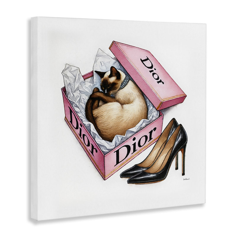 Art mural sur toile rose avec boîte à chaussures par Amanda Greenwood, H 30 po x l 30 po
