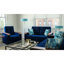 Canapé-lit rembourré avec rangement en microfibre bleue - Bois convertible d'aspect moderne avec garniture pour le confort