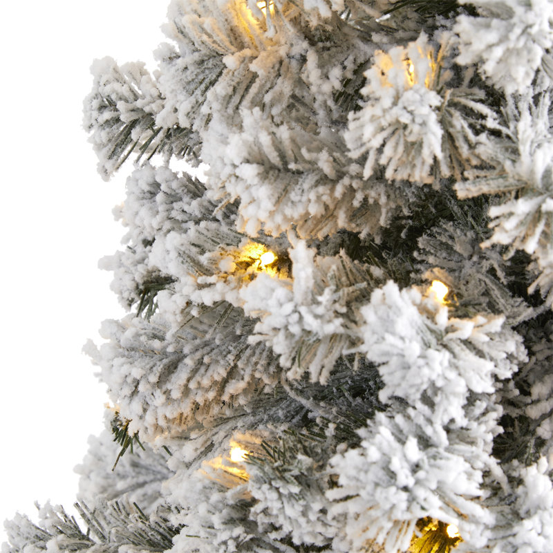 Sapin de Noël floqué avec lumières DEL, H 5 pi