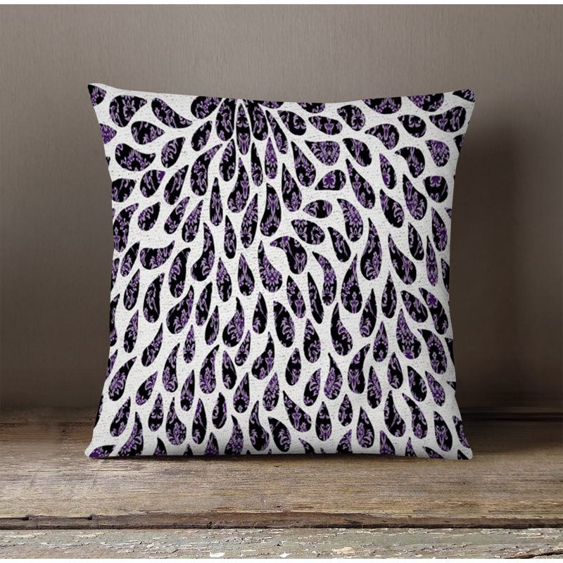 Throw Pillow With Insert, White/Purple Paisley 3, 20"H x 20"W