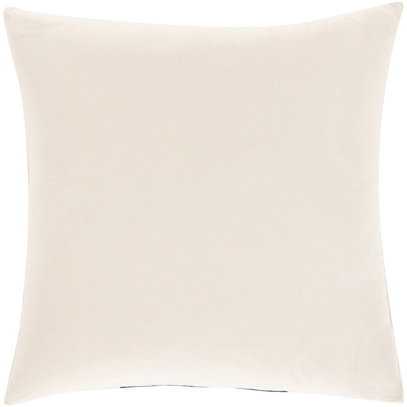 Kat Striped Cotton Blend Reversible Throw Pillow, 18" x 18", Navy/Ivory, Polyester/Polyfill