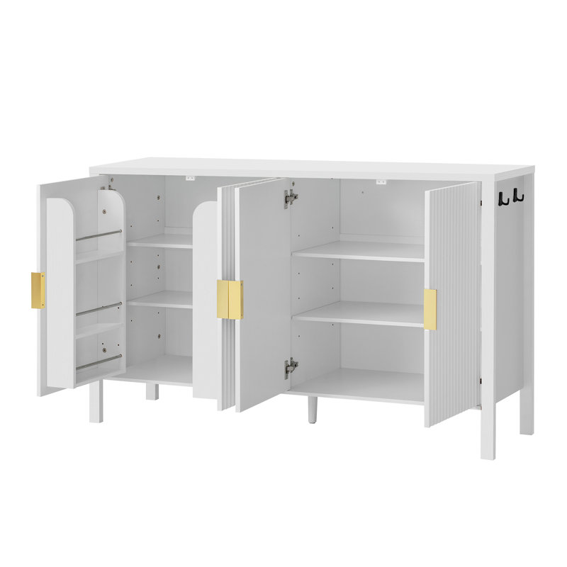 Buffet de 57 po de largeur avec tablettes réglables, Blanc