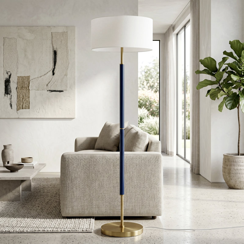 Lampe sur pied 62 po Olie, Bleu / laiton