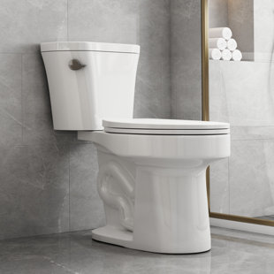 17.3 Inch ADA Two-Piece Toilet for Bathroom,Elongated Bowl & Comfort Height Toilet, Powerful Siphon Jet Flush 1.28 GPF, Tall Toilet With Convenience, Standard 12" Rough-In & S-Trap