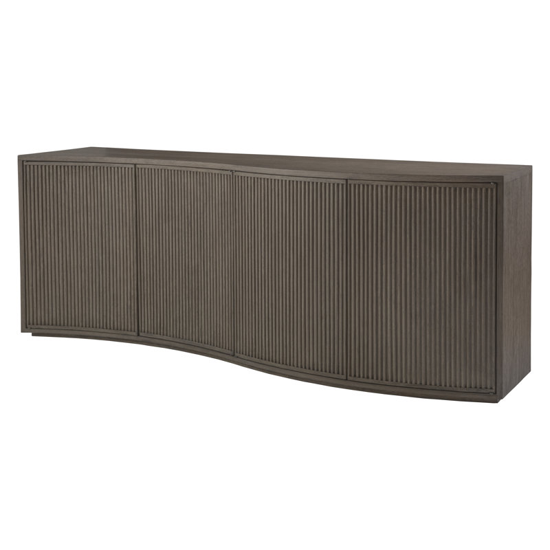 88" Gray Oak Modern Media Console with Cabinet