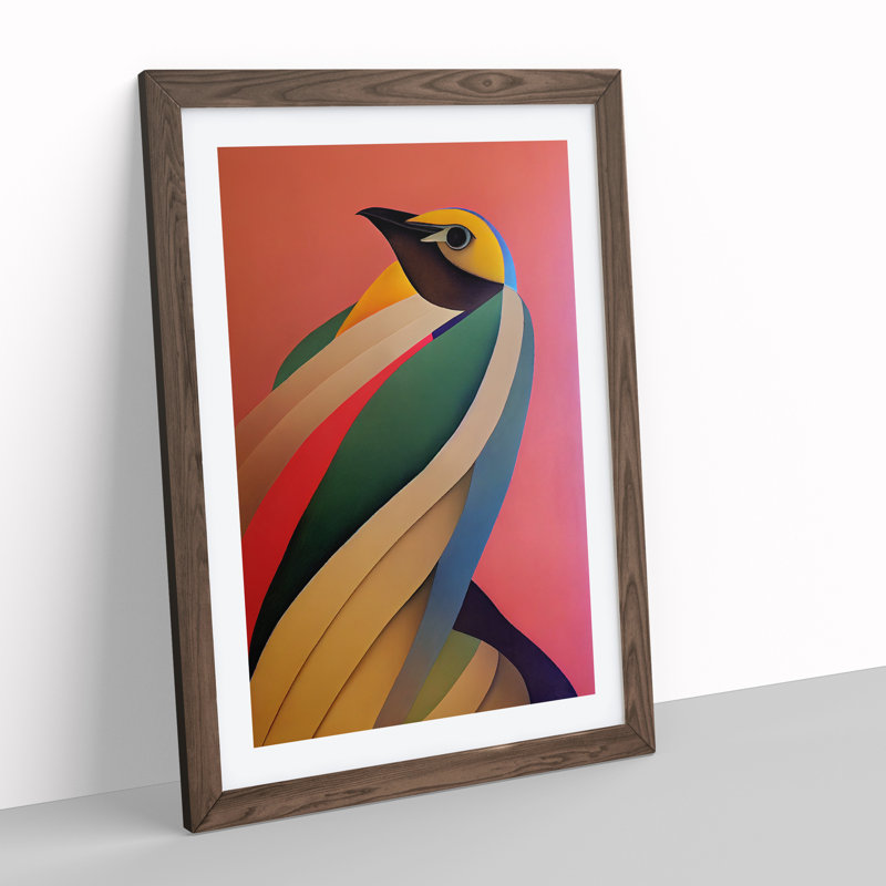 Angelic Bird Abstract - Wall Art, 34cm H x 25cm W, Walnut Framed