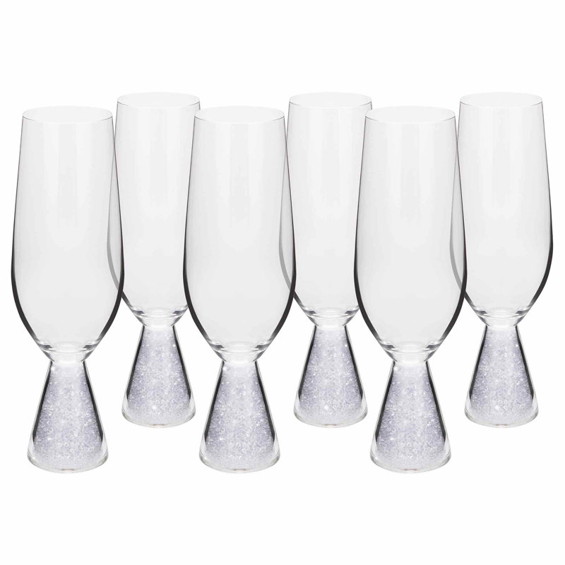 Sparkles Home | Vetrina Stemless Toasting Flute Set | 6 Lead-Free Crystal Glass | Rhinestones