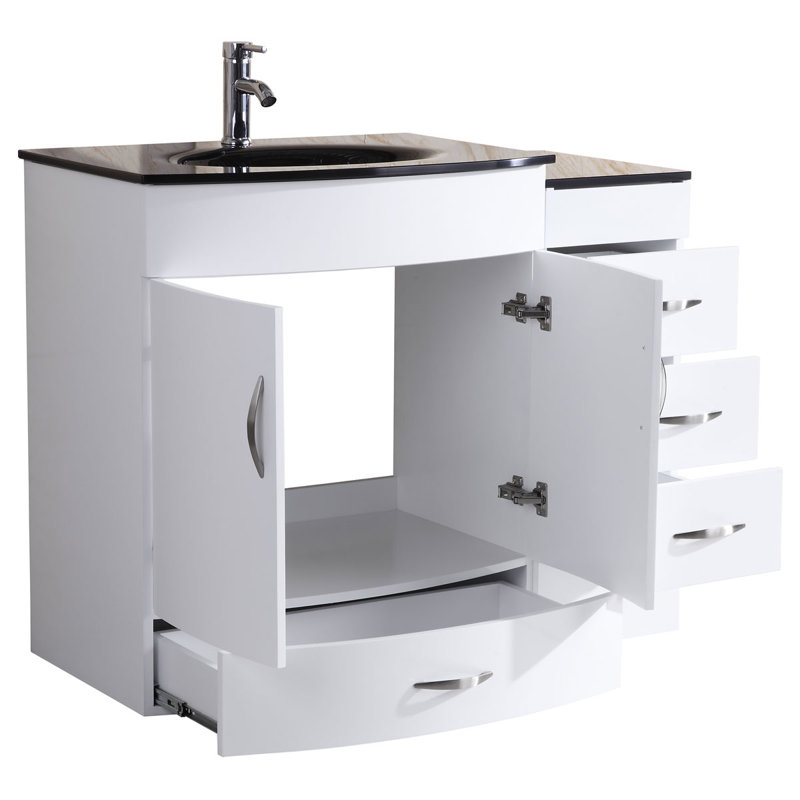 Ensemble de meuble-lavabo de salle de bain double 72 po avec miroir modern Marguez, Blanc