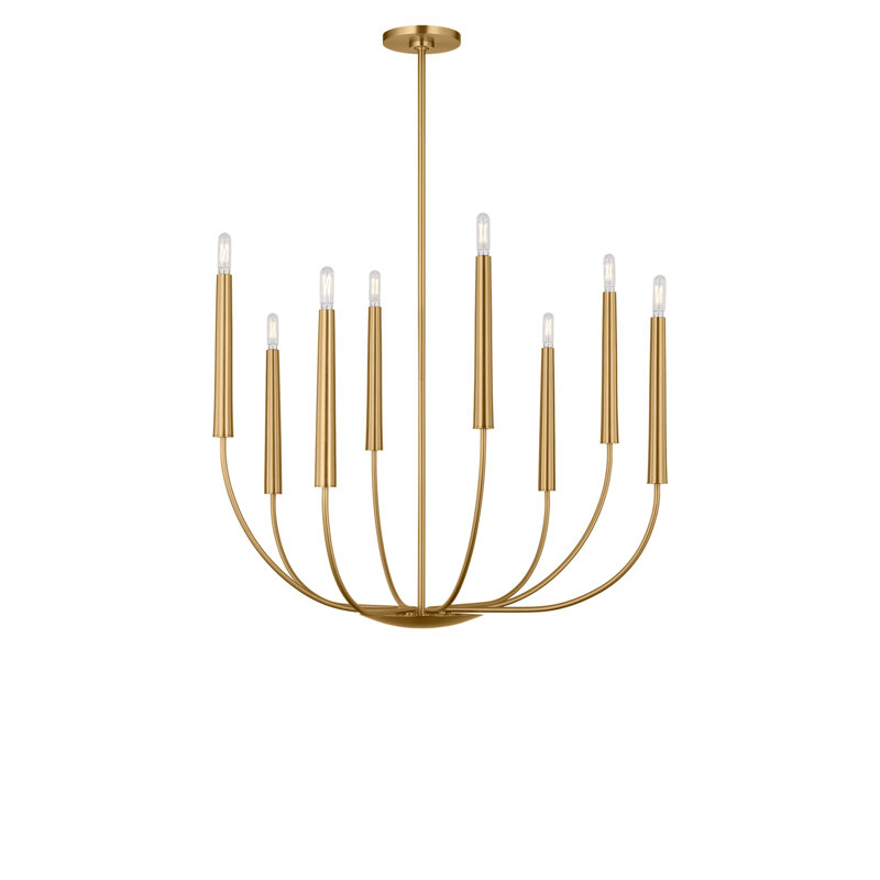 Lustre Lois, H 86 po x l 34 po x P 34 po, Laiton bruni, 8