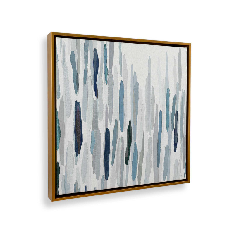 20 po x 20 po Rhythmic Blues v2, H 16,75 po x l 16,75 po x P 1,75 po, Toile polie avec cadre flottant doré