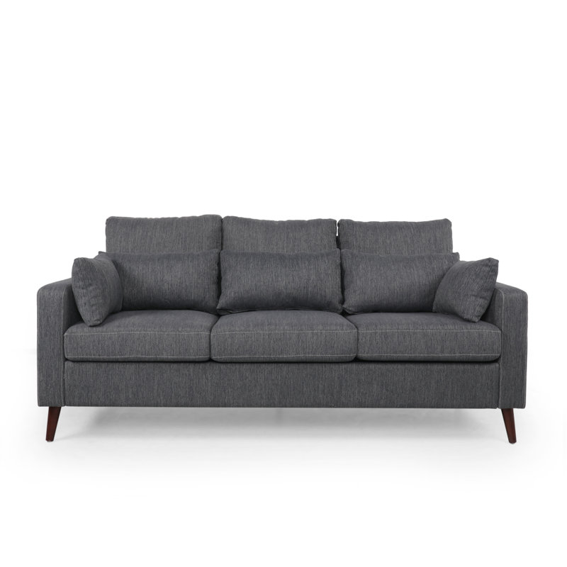 Canapé à accoudoirs évasés 74 po, 100 % polyester - gris charbon