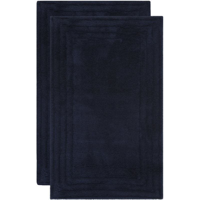 Arquilla Bath Hand-Tufted Cotton Area Rug, H 21 po x l 34 po, Bleu marine