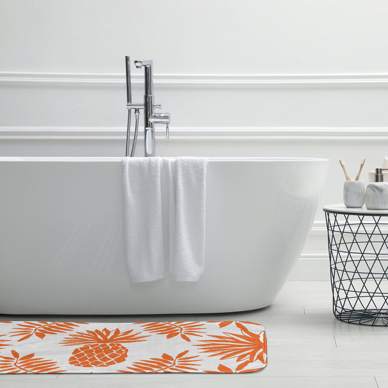 Tapis de bain Mango Pineapple Leaves, L 21 po x L 34 po, Orange
