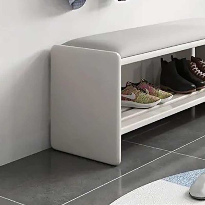 Banc de rangement pour tabouret 35,4 po, Blanc / Gris