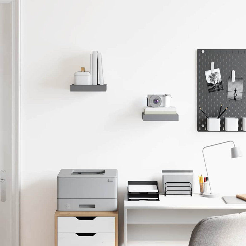 Tablette murale Tablette flottante à fixation murale pour cadre photo, H 1,5 po x l 9,3 po x P 9,1 po, Gris à haute brillance