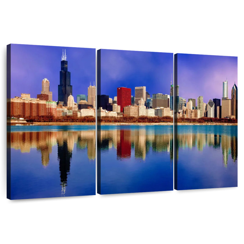 Sebbie Chicago City Reflection, H 36 po x l 57 po