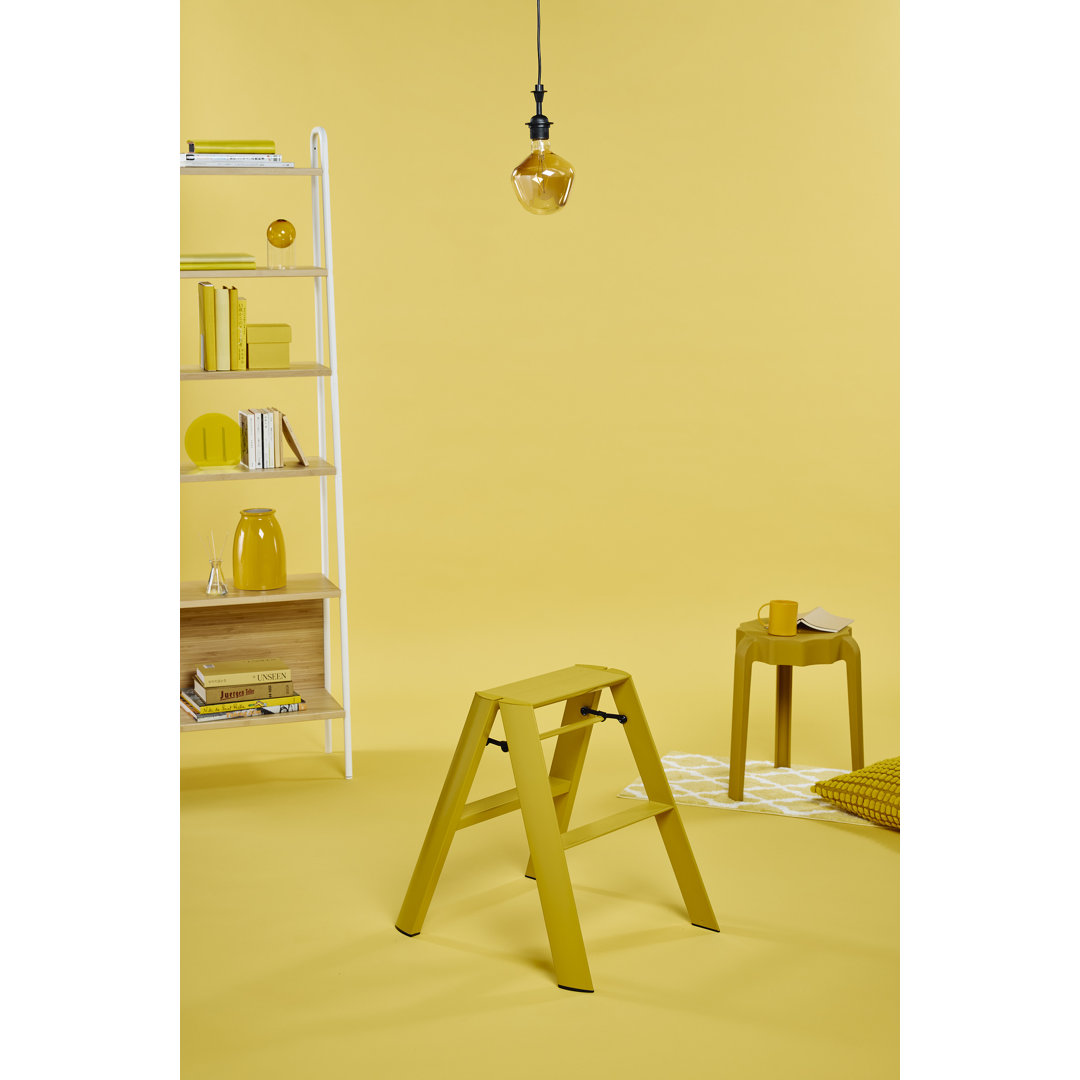 lucano 2 - Step Aluminum Lightweight Folding Ladder Step Stool Hasegawa Ladders 