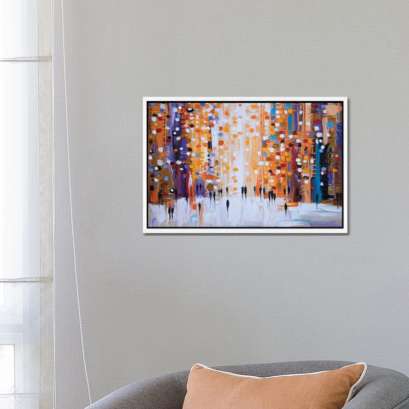 Sunset Walk by Ekaterina Ermilkina - Print on Canvas, White Floater Framed, 45.72cm H x 66.04cm W x 3.81cm D