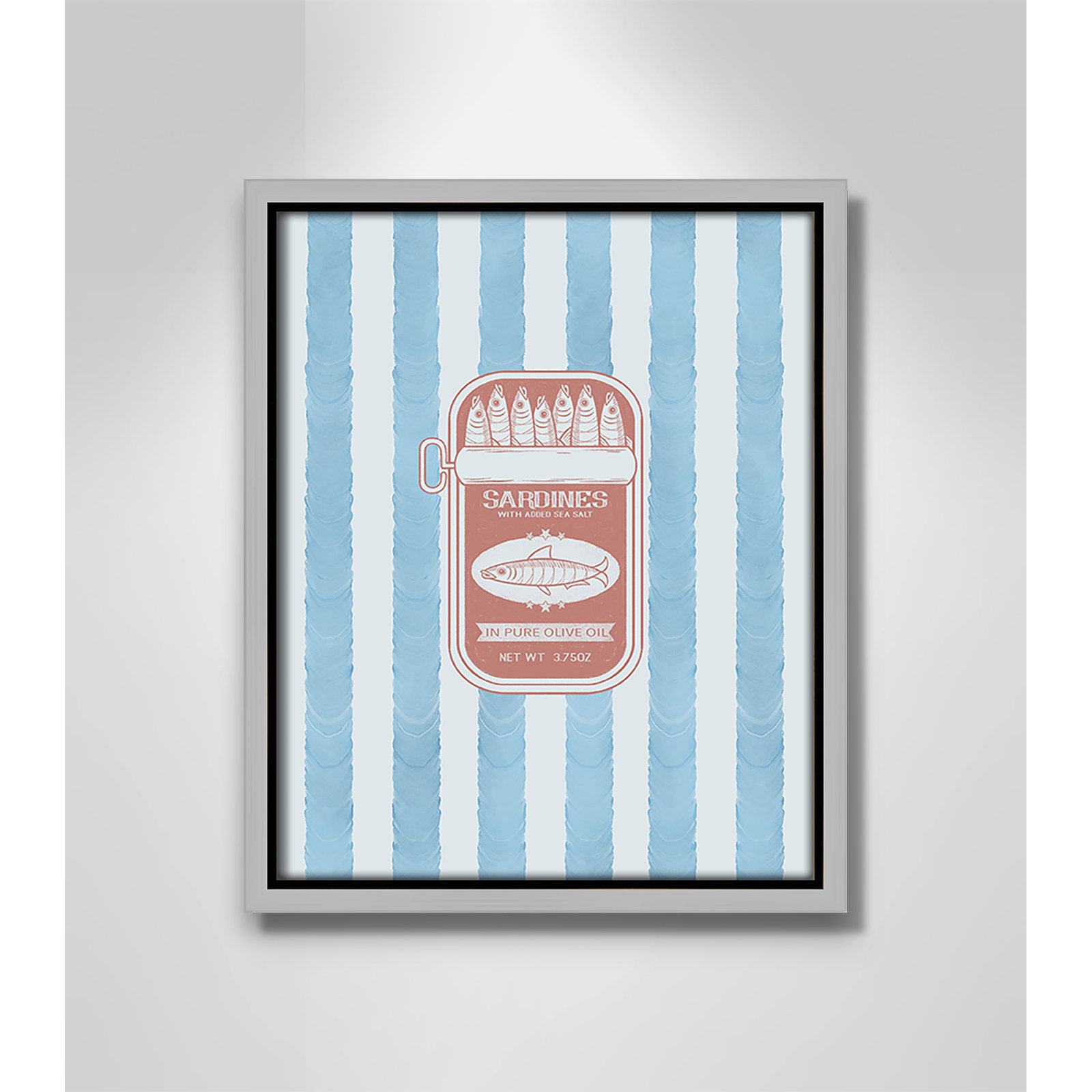 Salty Sardines Print by Marcus Prime, 9.5'' W x 11.5'' H, Silver Floater