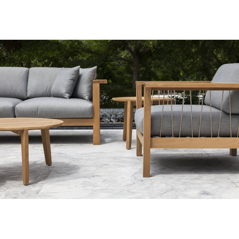Maro Outdoor Teak Lounge Chair, Charcoal Chine