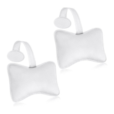 DIDADI 2 Pcs Hot Tub Spa Pillows for Outdoor Indoor Inflatable Bathtub 10.62 x 8.26 Inch Universal Hot Tub Accessories Patio Lounge Chair Headrest Neck Support with Adjustable Hook for Spa Bathtub (White)