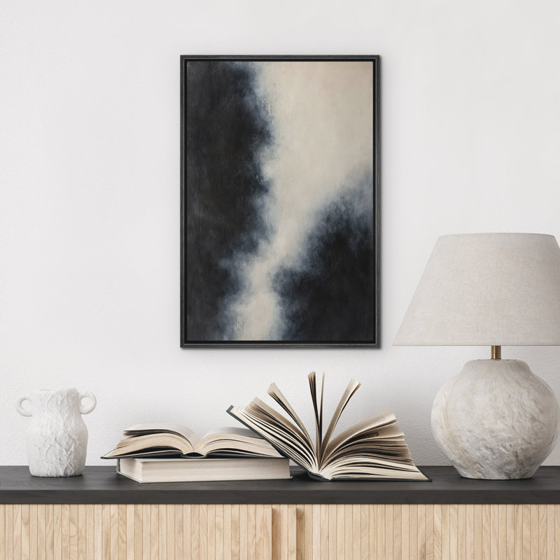 Reproduction d'art abstrait sur toile encadrée pour décoration intérieure moderne, H 24 po x l 16 po, Noir