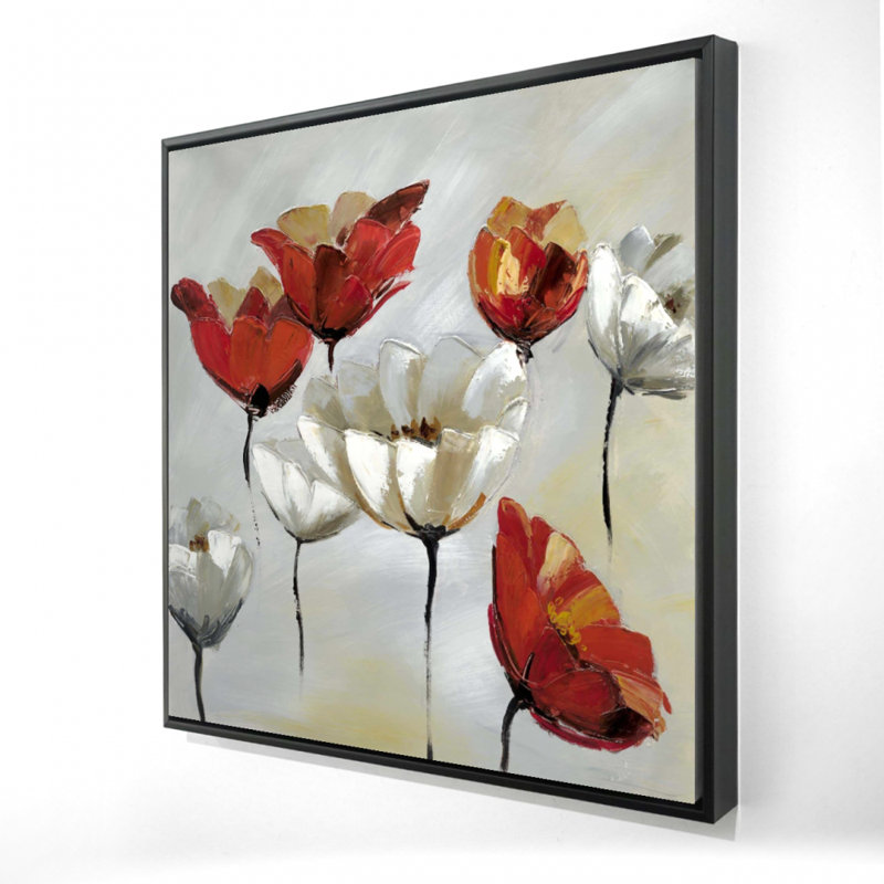 " Abstract Red And White Flowers "