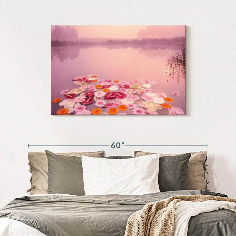 Alvord floral lac rose, H 30 po x l 45 po