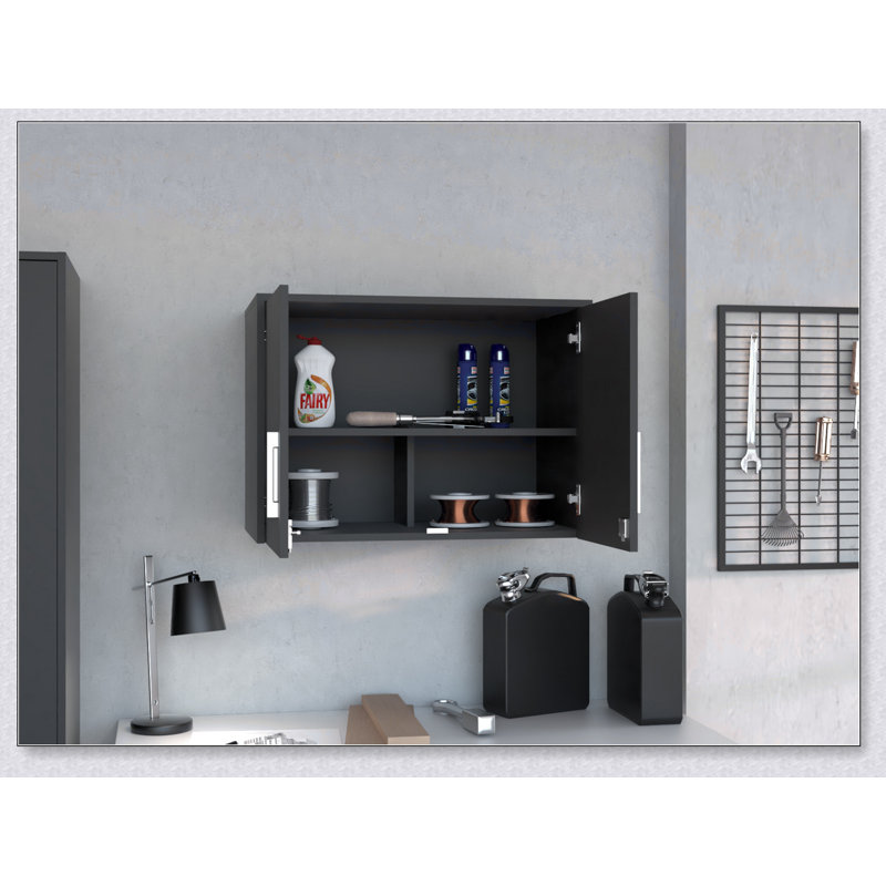 Armoire de rangement - armoire murale, trois tablettes intérieures, porte double