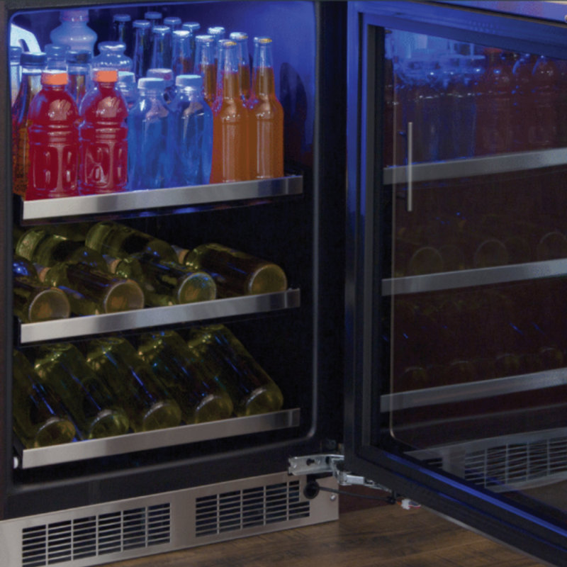 Marvel 24"W. Professional 5.5 Cu.Ft. Built-In Dual Zone Beverage Center - Stainless Steel Frame with Glass
