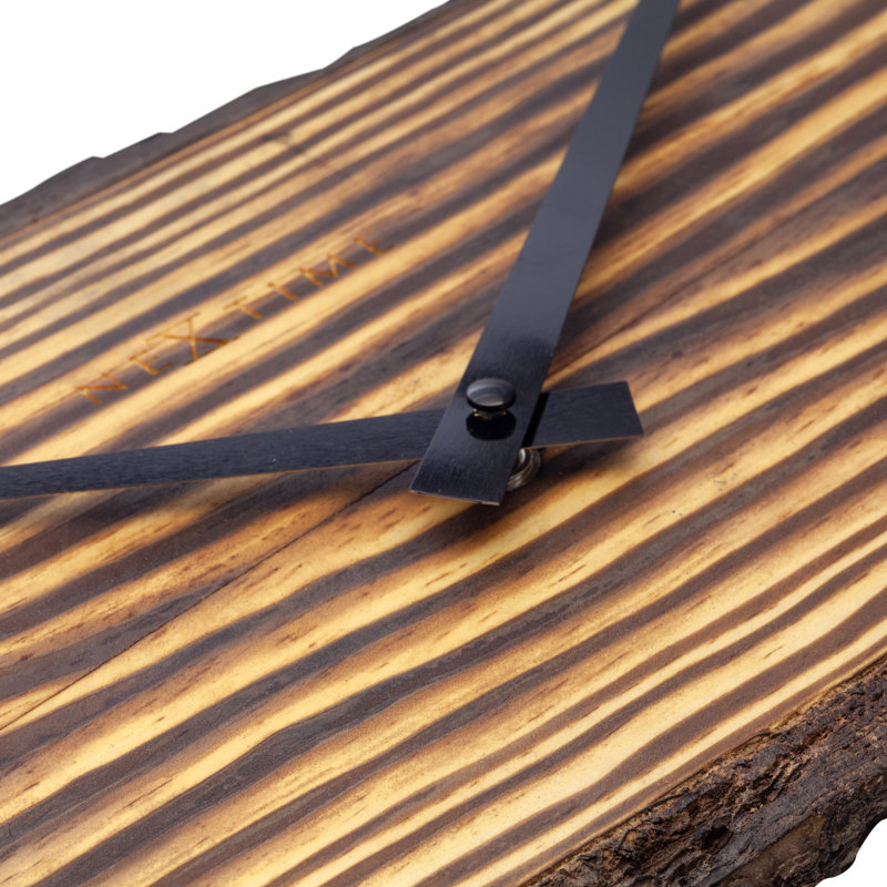 45 cm Black Metal and Wood Wall Clock