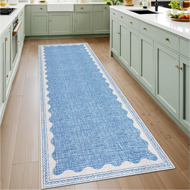 Tapis moderne à bordure moderne Tapis festonné contemporain Tapis lavable Tapis antidérapant Tapis décoratif minimaliste pour la décoration intérieure
