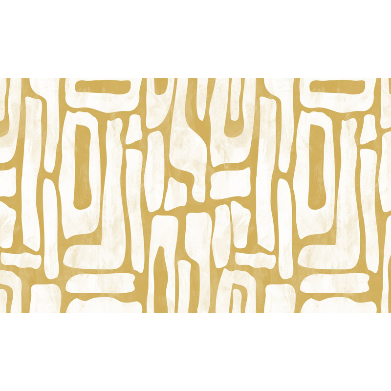 Murale abstraite pelez et collez Lakechia - formes terreuses, L 96 po x l 90 po, Jaune