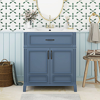 Meuble-lavabo de salle de bain avec lavabo en céramique