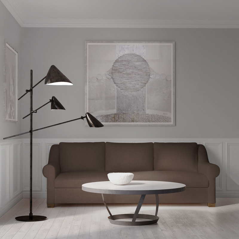 Canapé Thompson, Chocolat de lin à tissage carré, H 32 po x l 108 po x P 41 po, Ébène