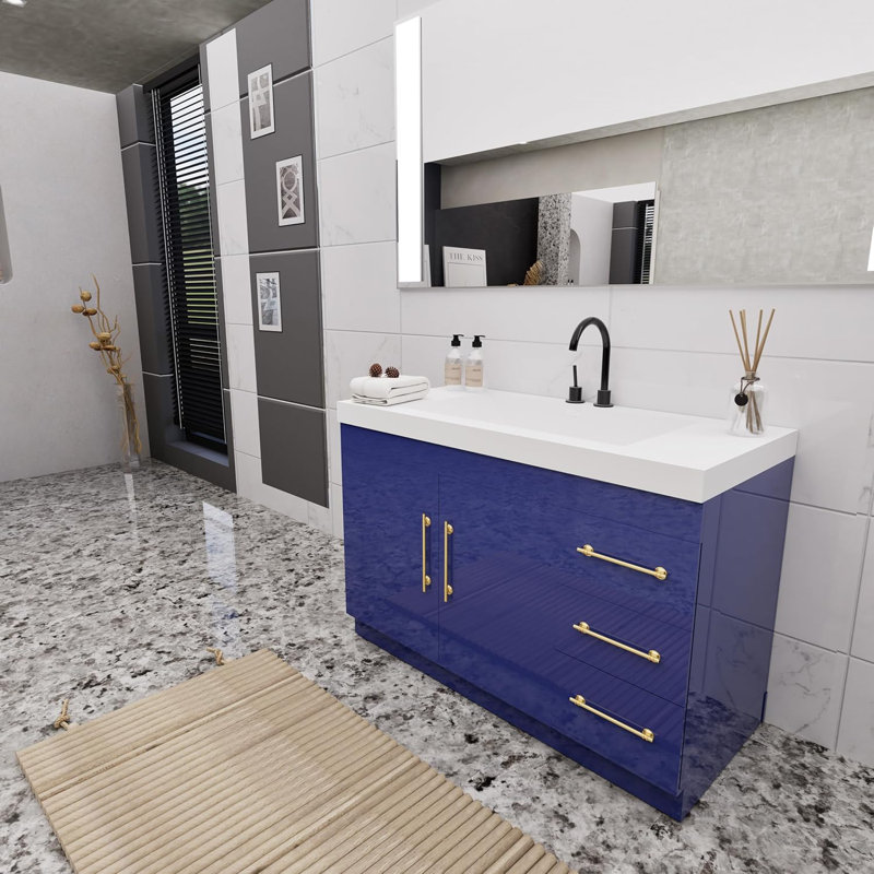 Ensemble de meuble-lavabo simple 35 po, Bleu nuit brillant